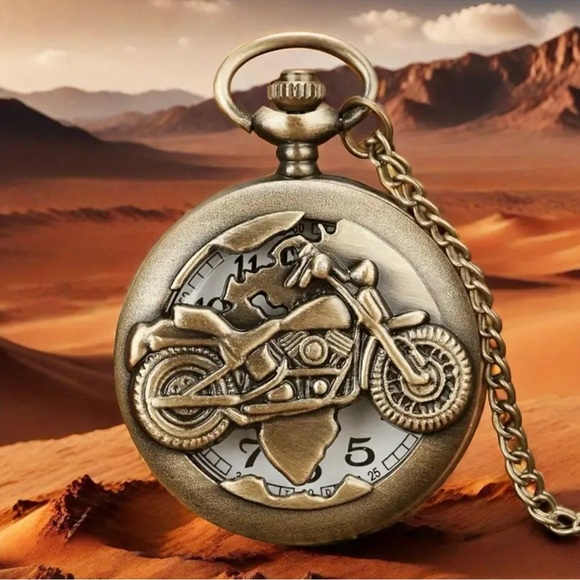 𝅺MOTORCYCLE Pocket Watch. New - Picture 1 of 6